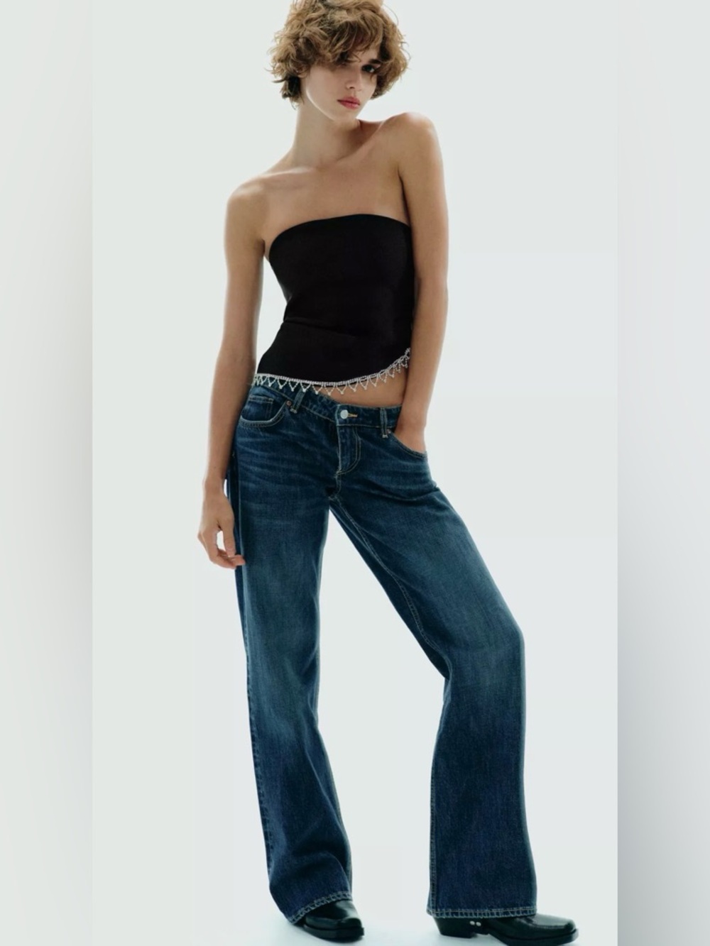 NWT Zara Beaded strapless top
